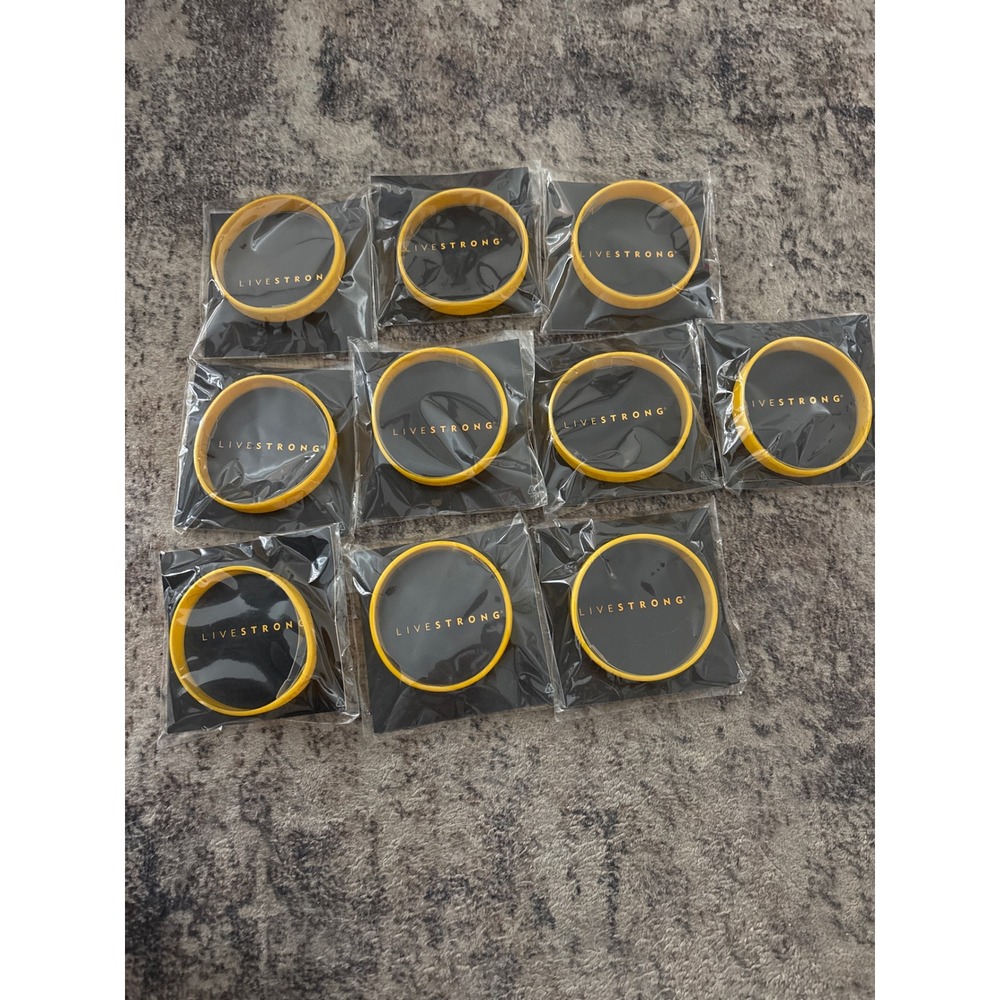 Lot of 10 Nike Live strong 8" large-XL Yellow Wristband Bracelet Band NEW